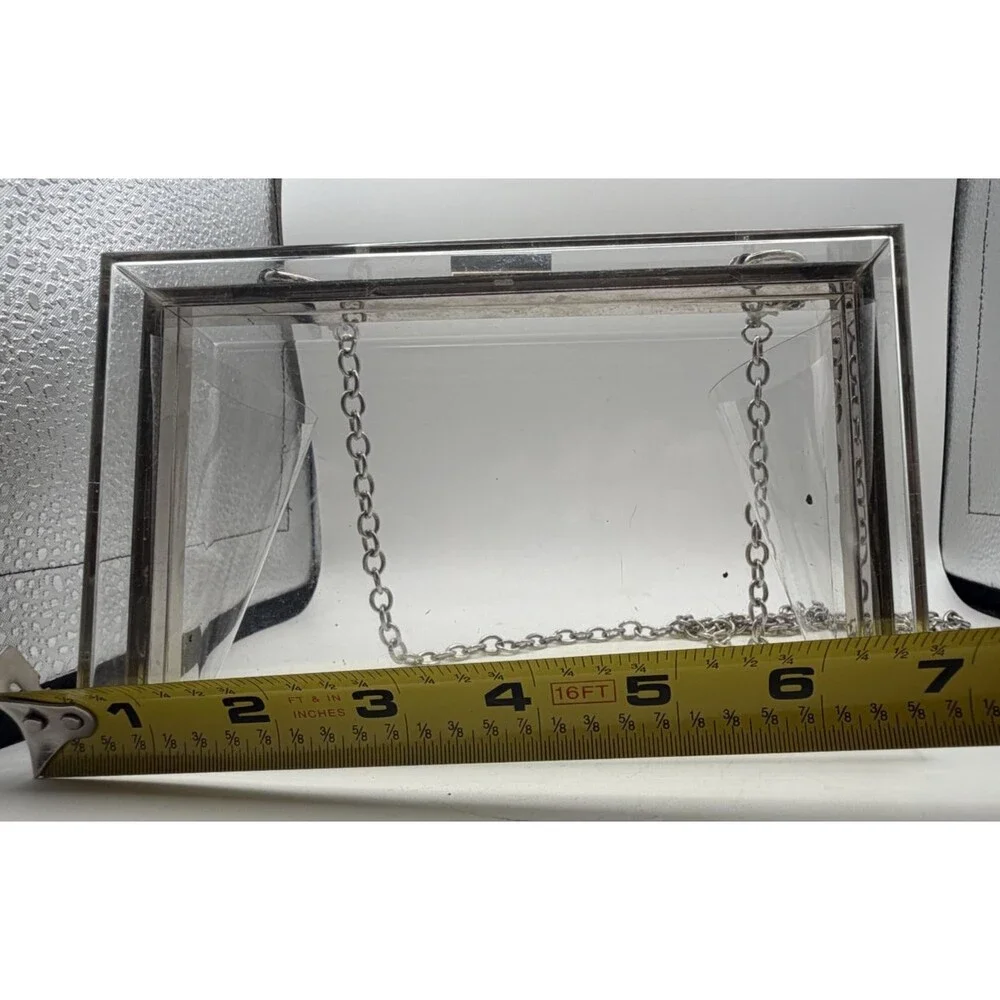 👜Clear Box Hard Case Crossbody Bag | Women's Small | Silver Chain Strap & Clasp